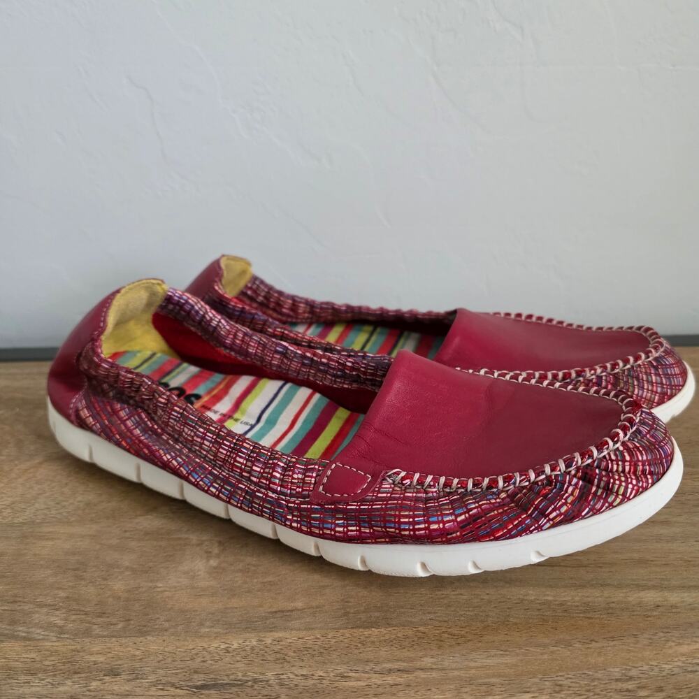 SAS Loafers Womens 9.5 Narrow Red Leather Slip On Comfort Walking Shoes USA